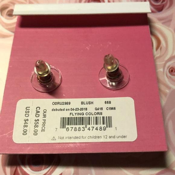 NWT SPARKLY KATE SPADE “FLYING COLORS “ - Blush - FIVE-STONE PIERCED EARRINGS.🌸 - Picture 3 of 11